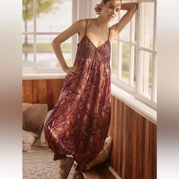 LAST CALL Anthropologie printed lounge jumpsuit - Picture 1 of 7